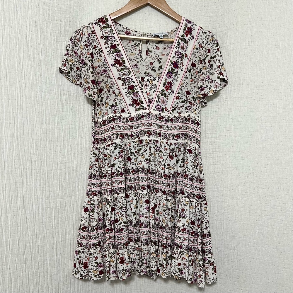 Patrons of Peace Floral Mini Dress - Cream and Red